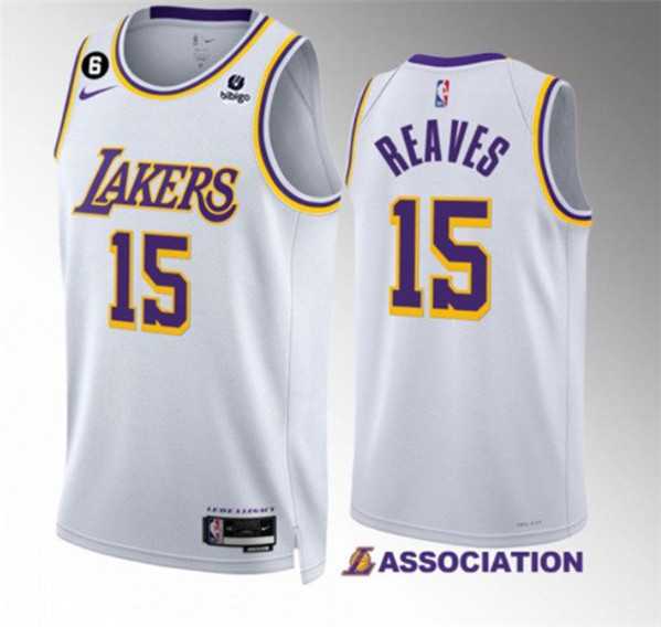 Men%27s Los Angeles Lakers #15 Austin Reaves White Association Edition With NO.6 Patch Stitched Basketball Jersey->los angeles lakers->NBA Jersey